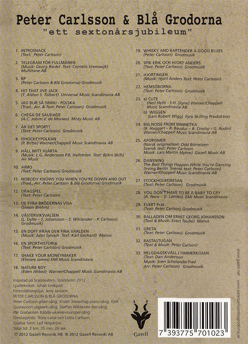 PETER CARLSSON & BLÅ GRODORNA - DVD