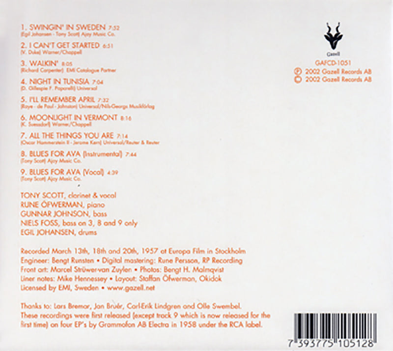 TONY SCOTT & RUNE ÖFWERMAN TRIO - Swingin' in Sweden – Gazell Records AB